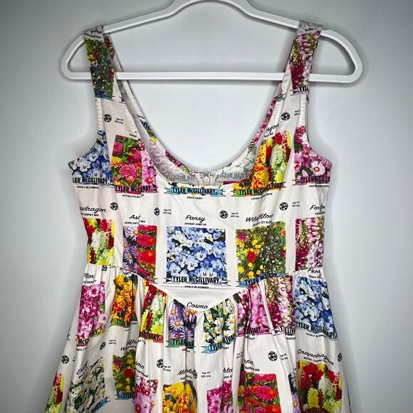 Tyler McGillivary Seed Packet Floral Mini Dress Size Small - Picture 5 of 11